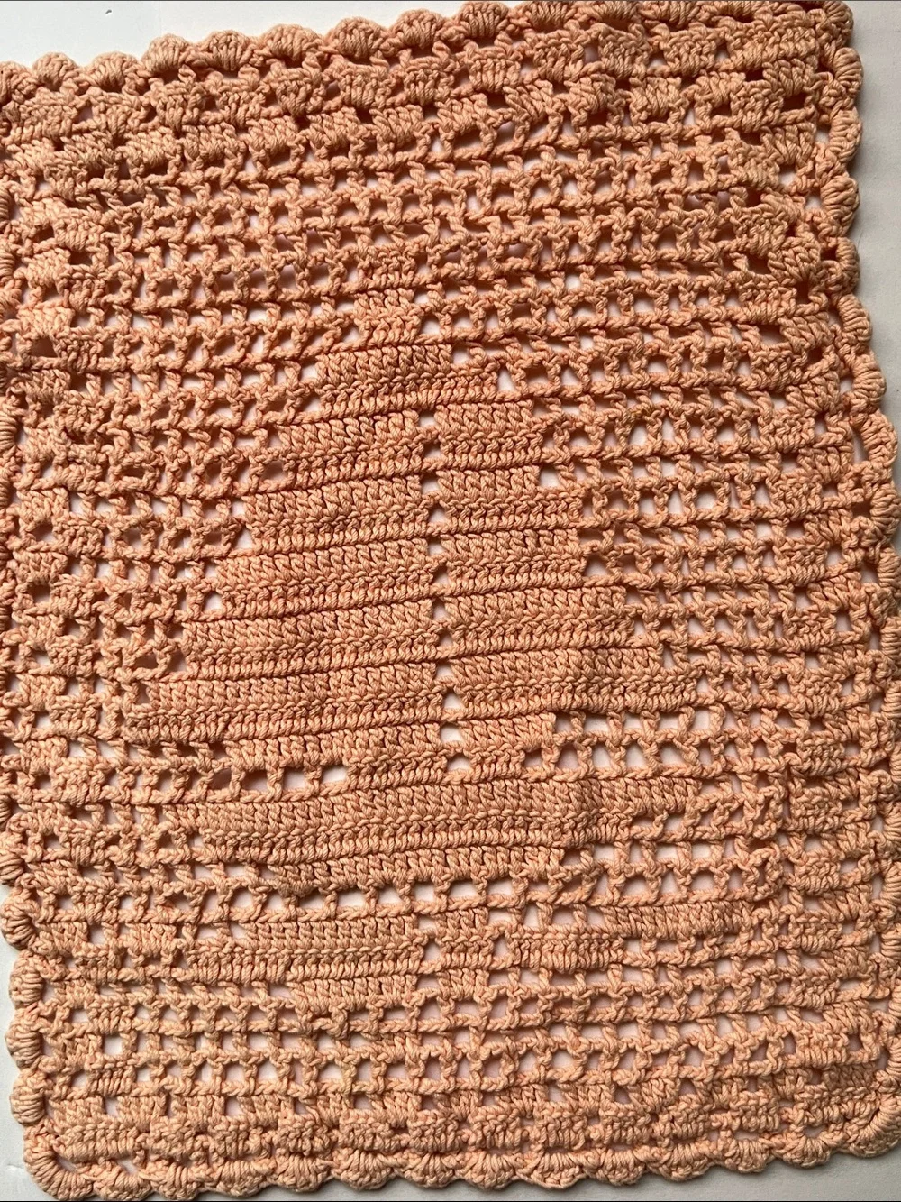 Handmade Crochet doilies - Peach and Teal Set of three